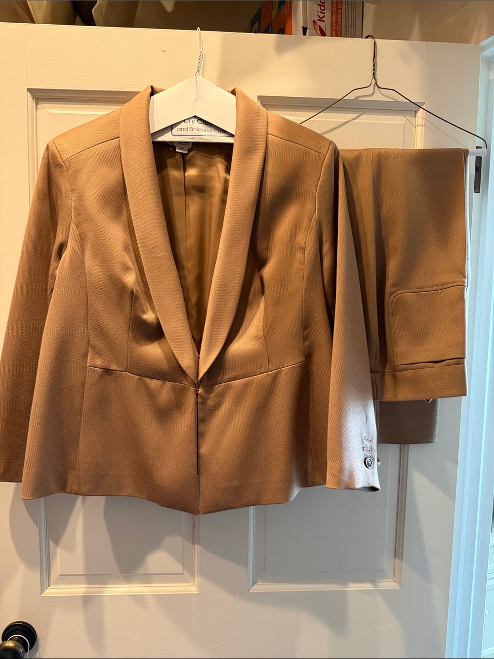 Anne Klein Tan Shawl Collar Blazer and Pants Suit